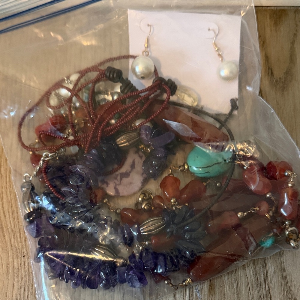 Mixed Women’s Beaded Jewelry Set in Purple, Red and Turquoise